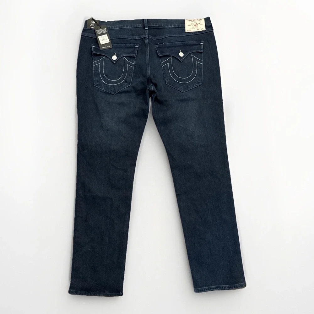 True Religion Jeans Mens 40 Rocco Relaxed Skinny Dark Scorched NWT Flap